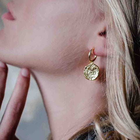 Coin hoop earrings