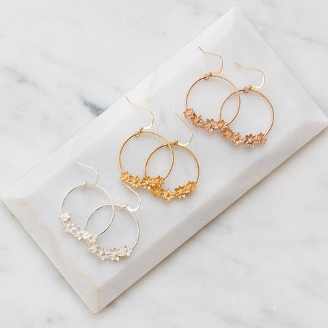 Flower hoop earrings