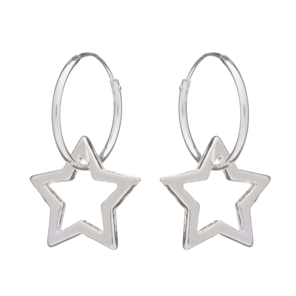 Open star hoop earring