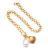 Chunky chain pearl & shell necklace