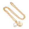 Pearl & roman coin chunky chain necklace