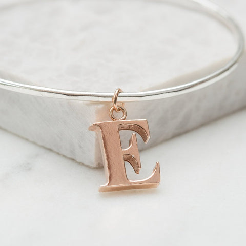 Personalised single alphabet charm bangle (all letters available)