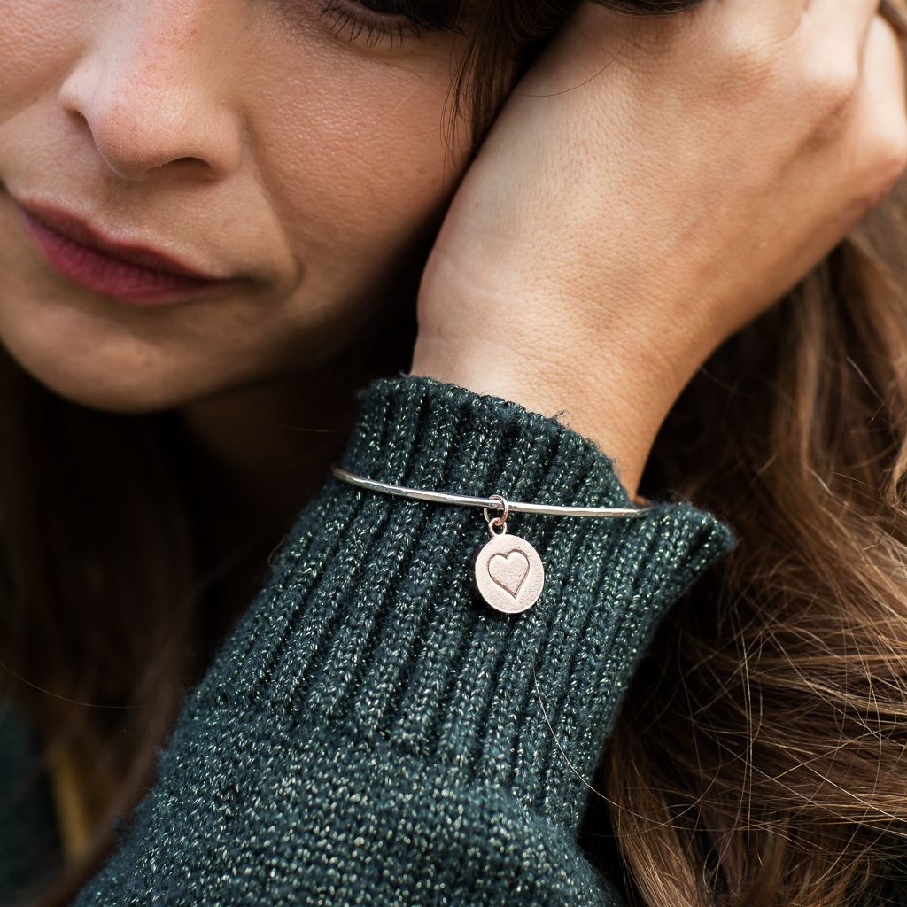 Heart stamp bangle